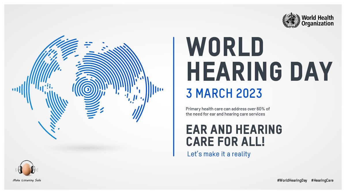 DeWet Swanepoel (@dewetswanepoel) on Twitter photo Happy #WorldHearingDay! Did you know: 460 million people have permanent disabling #hearingloss and only 1 in 10 get treatment (<a href="/WHO/">World Health Organization (WHO)</a>)
Let's make some noise about #HearingCareForAll! Happy #WorldHearingDay! Did you know: 460 million people have permanent disabling #hearingloss and only 1 in 10 get treatment (<a href="/WHO/">World Health Organization (WHO)</a>)
Let's make some noise about #HearingCareForAll!