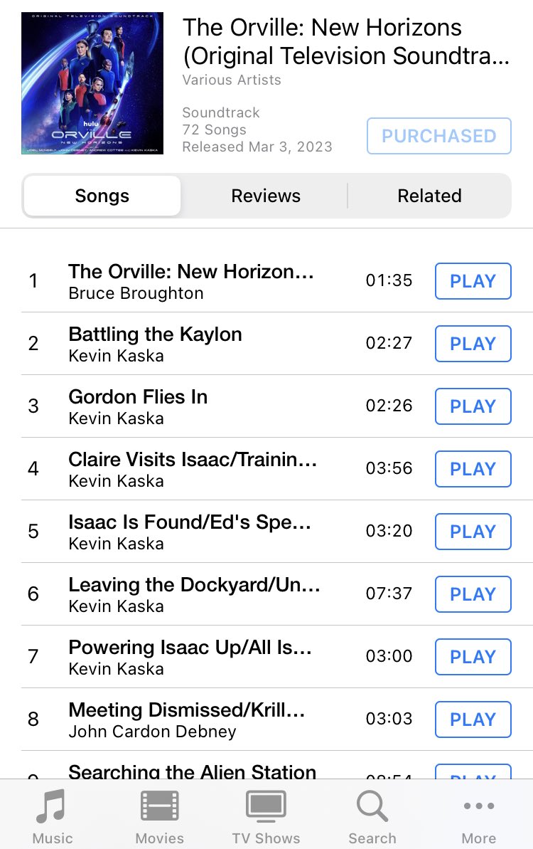 It’s here! All 72 tracks of it!
#TheOrvilleNewHorizons #soundtrack