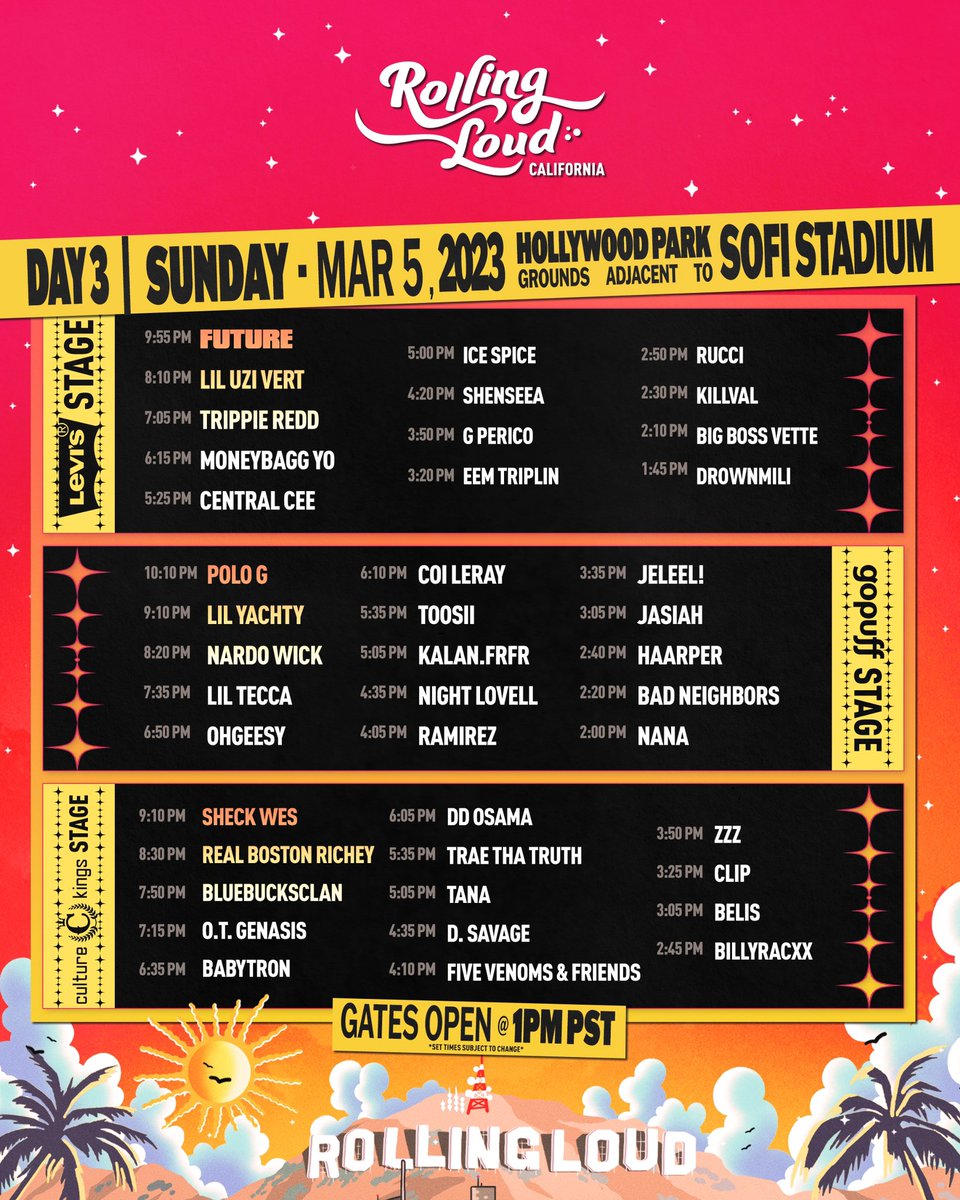 rolling loud schedule