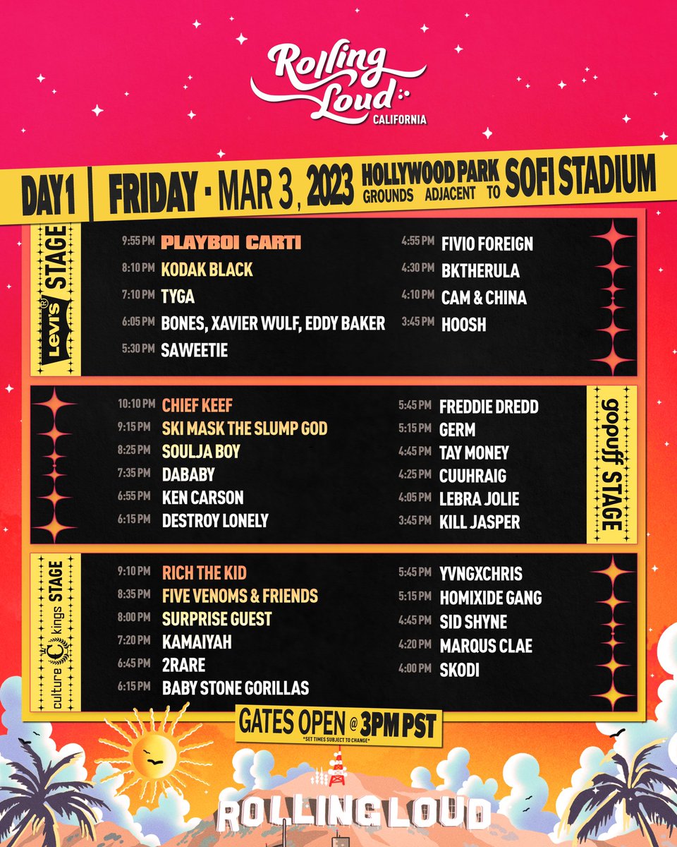 rolling loud schedule