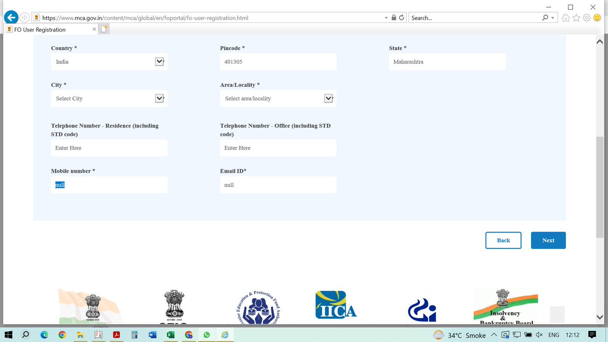MsHarvinder's tweet photo. @HelpdeskMCA21V3 @MCA21India 
Not able to register DIN of Director at MCA website. 
Cant edit null mentioned against Mobile number and Email id. How to register DSC then? https://t.co/XIAF0ZxkJg