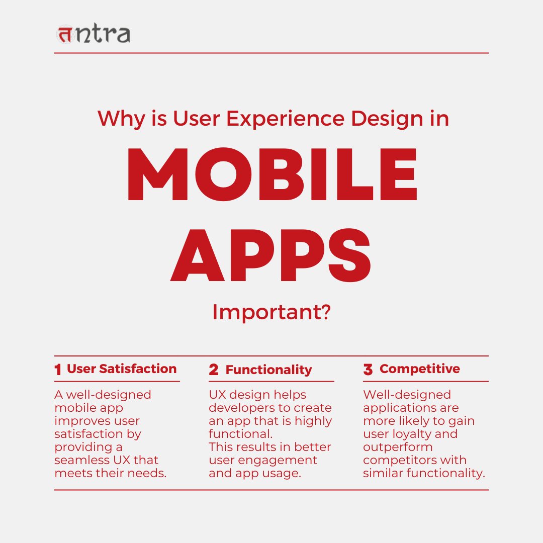 tntraio's tweet image. Investing in #UXdesign can make your #MobileApp more user-friendly, visually appealing &amp;amp; engaging, setting it apart from competitors. Let Tntra&apos;s #UXdesignservices help you create an app user will love! Contact us today. 
#MobileDev #BusinessGrowth #TntraUXDesign