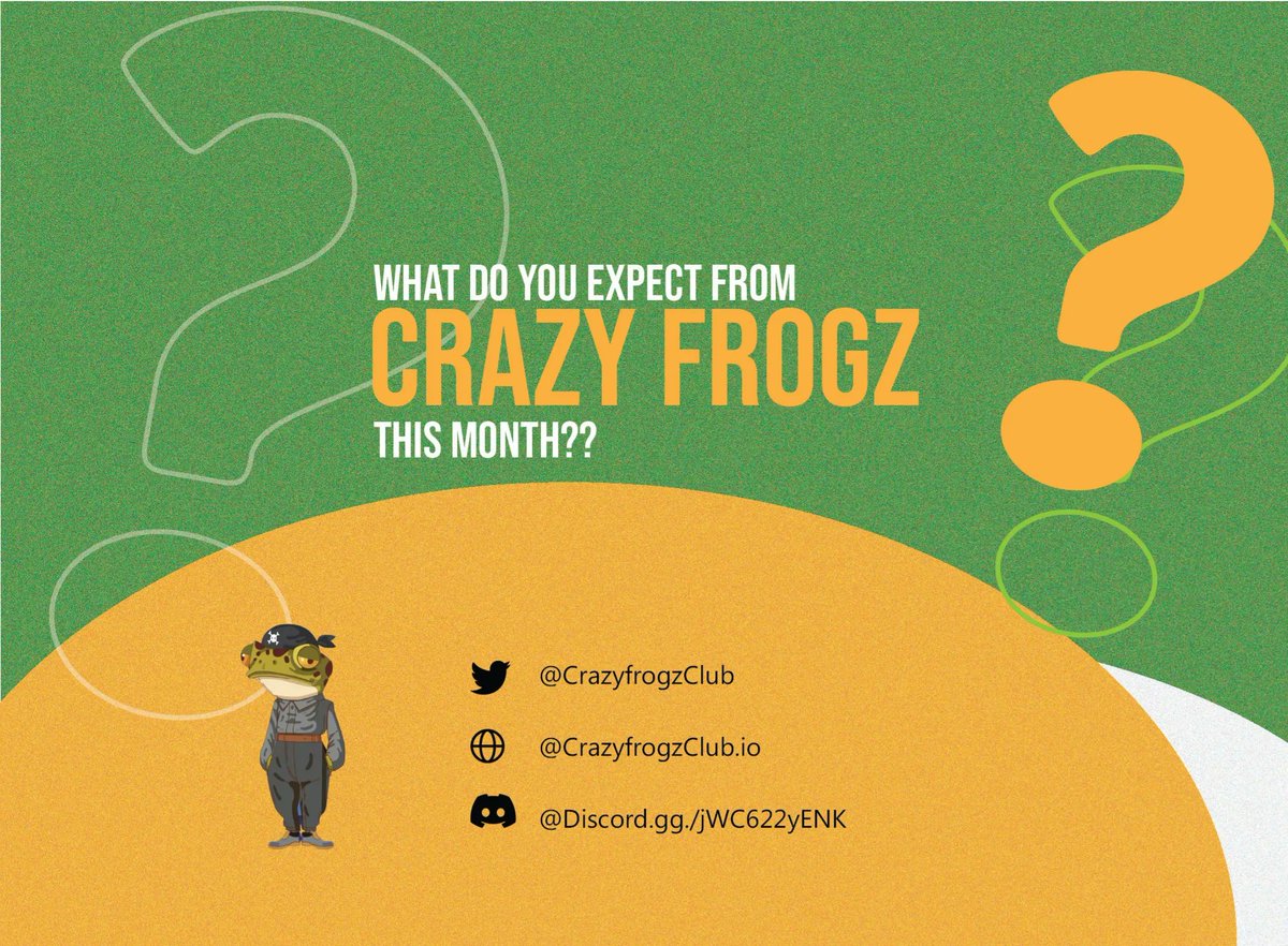 GM Frogz! 🐸

TGIF🌞

Public Mint is still well underway, and we still got huge plans coming up soon, this is just the beginning. 🔝

What would you also like to see this new month, Frogz?😊

#NFTCommunity #NFT #EthereumNFT