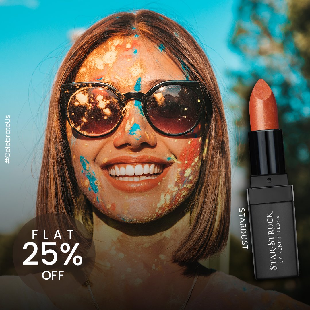 StarStruckbySL's tweet photo. Holi Hai!
Let's Celebrate Colors with FLAT 25% OFF site-wide; exclusively on https://t.co/eYLriNe9PL
.
#happyholi #HappyHoli2023 #Sunnyleone #BeautyBrand #ColoredCosmetics #Cosmetics #CosmeticbySunnyleone #KnowWhatYouWear #CelebrateUs https://t.co/8NHEeJpwWn