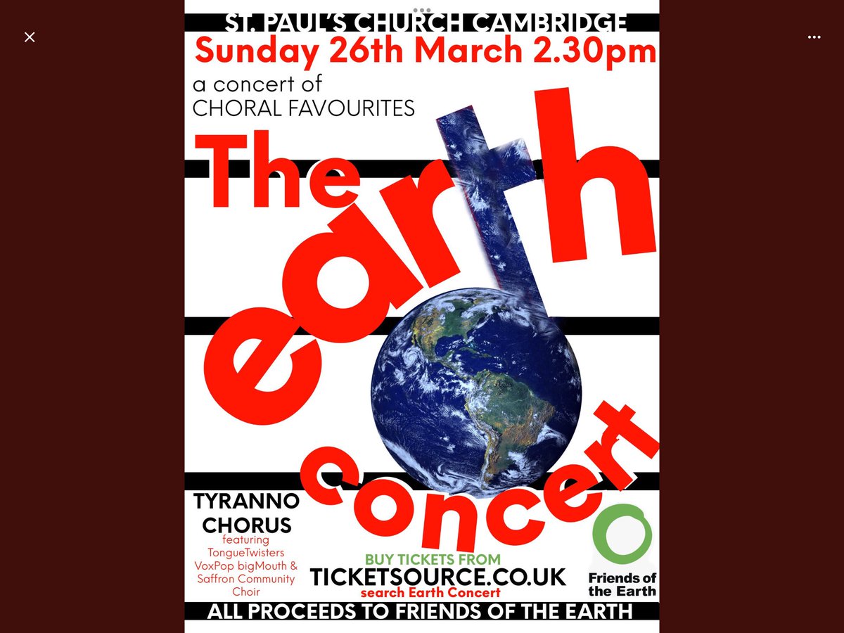 ChoirSbs's tweet photo. ‘What’s happening?’ asks Twitter, & far be it from us to keep it in the dark: rehearsal today ahead of the a mighty @TyrannoChorus #SingSaturday tomorrow with our Tyranno-focus on this concert in aid of @friends_earth. @VisitCambs @BBCCambs https://t.co/andYJYpWro