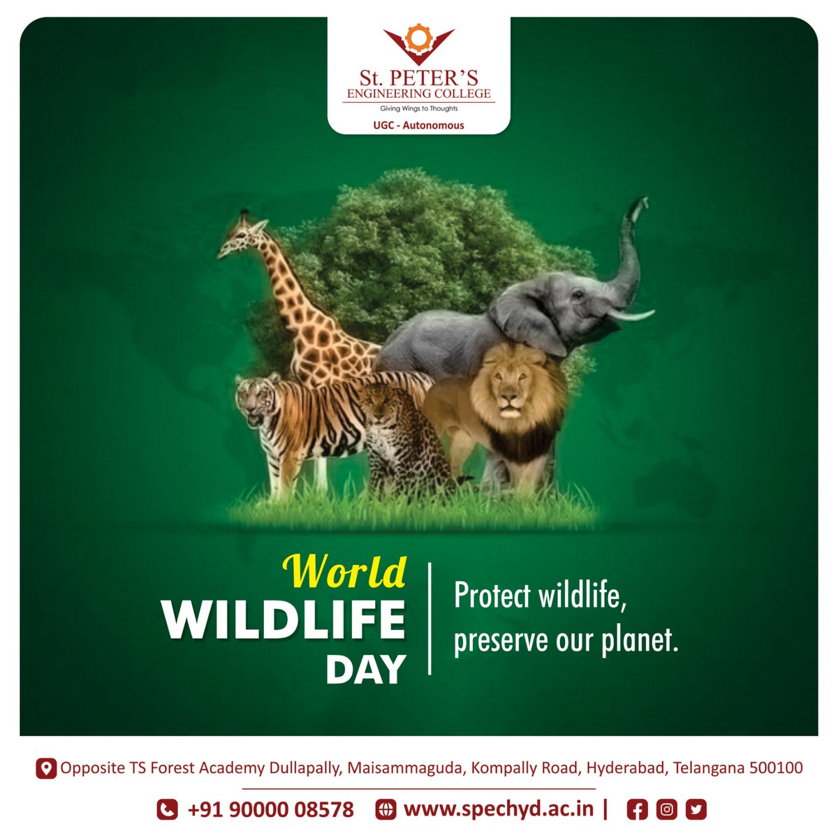 On #WorldWildlifeDay, let's recognize the importance of protecting our planet's precious wildlife. Let's make sure that future generations can experience the wonder and beauty of our planet's amazing wildlife. 

#ProtectWildlife #SustainableLiving #ConservationAction #SPEC
