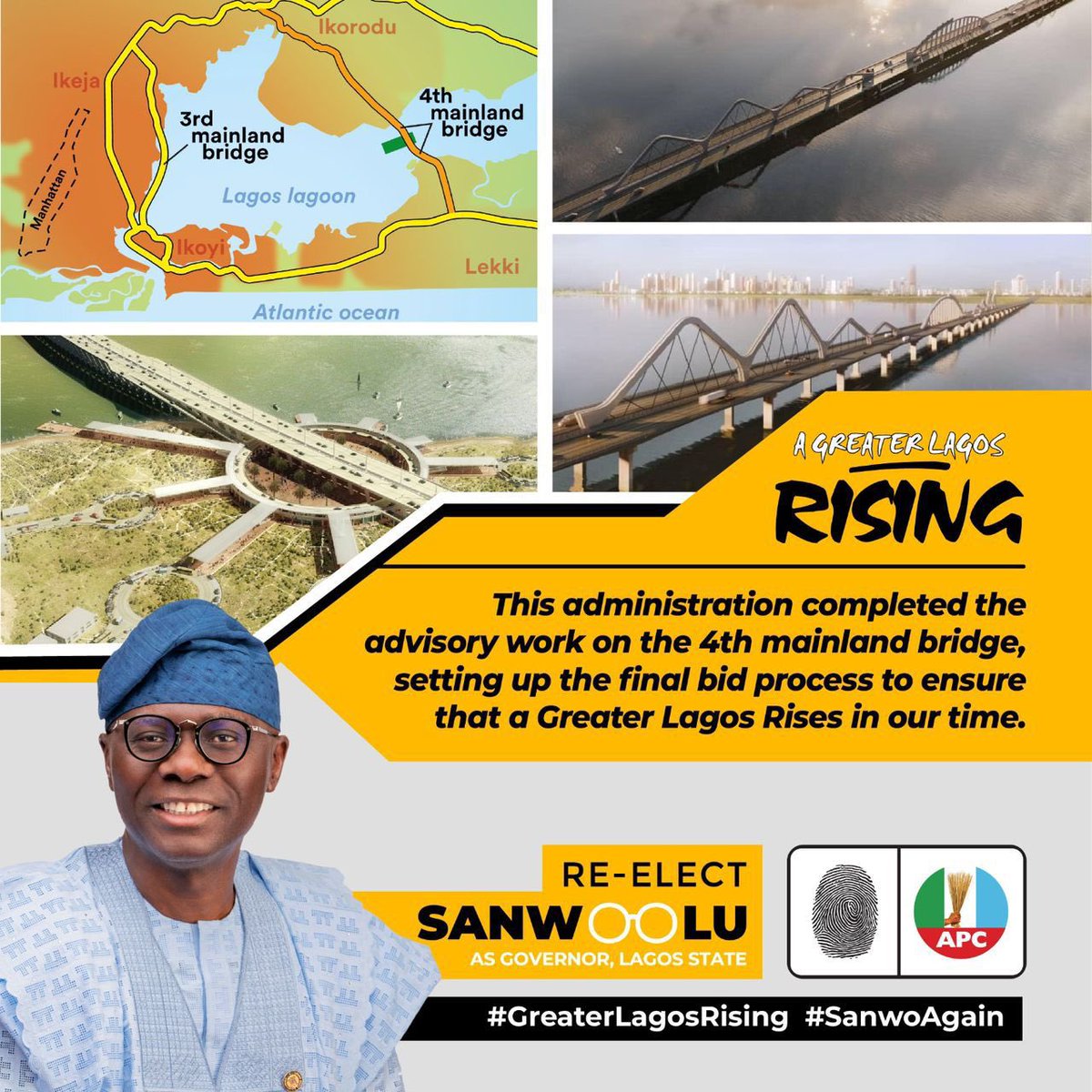 <a href="/jidesanwoolu/">Babajide Sanwo-Olu</a> Sanwoolu came bearing receipts … tell your candidate to show his own … #SanwoAgain #SanwoDidIt