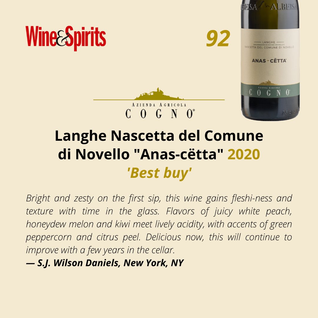 We are happy to share with you two beautiful scores and reviews about our Barolo Ravera 2018 and our Langhe Nascetta del Comune di Novello « Anas-Cëtta » 2020.
 
🙏 Many thanks to @WineandSpirits and Stephanie Johnson!

#elviocogno #wineandspirits #winereview