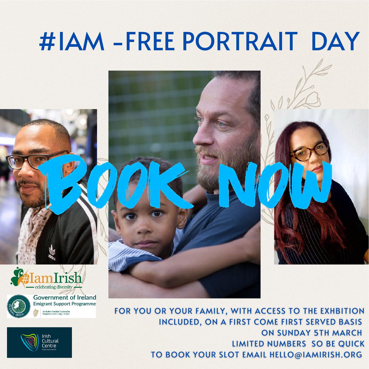 #iamirish free portrait day! Are you free this Sunday and would like to have a free professional portrait taken. This can be an individual shot, or a group of friends or family, and is open to anyone that would like a free image. Places are limited so book asap!!!
