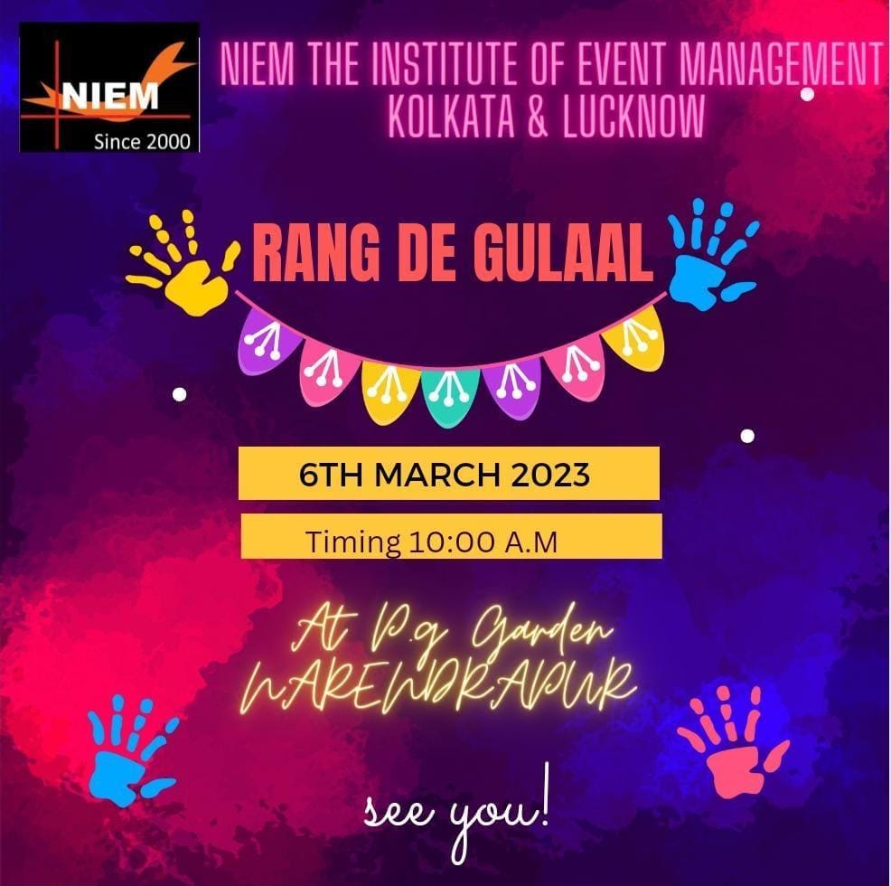 niemkolkata's tweet photo. Rang De Gulaal 23 _ PG Garden An Exclusive Holi Venue _ Organised By NIEM Kolkata Students _ Students & Their Friends' Pre Holi Entertainment Ensured .
#niemkolkata #niemlucknow #niemkolkatastudents #niemlucknowstudents #rangdegulaal23 #holihai #events #eventcourse https://t.co/6jtDTHPXmb