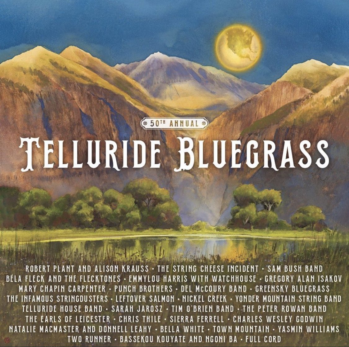 Whoa! 50 years of #Telluride Bluegrass. @planetbluegrass @RobertPlant @campgreensky @TownMountain