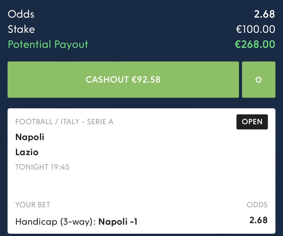 ESBETSZ's tweet photo. BET OF THE DAY🚨

Out of last 8 league games this has worked 6 times. And has landed in last four. I call it the money glitch, especially on Kvaradonna stadium.

#Naplaz
#sportsbettingadvice 
#sportsbettingpicks https://t.co/8ENNNKjqdD