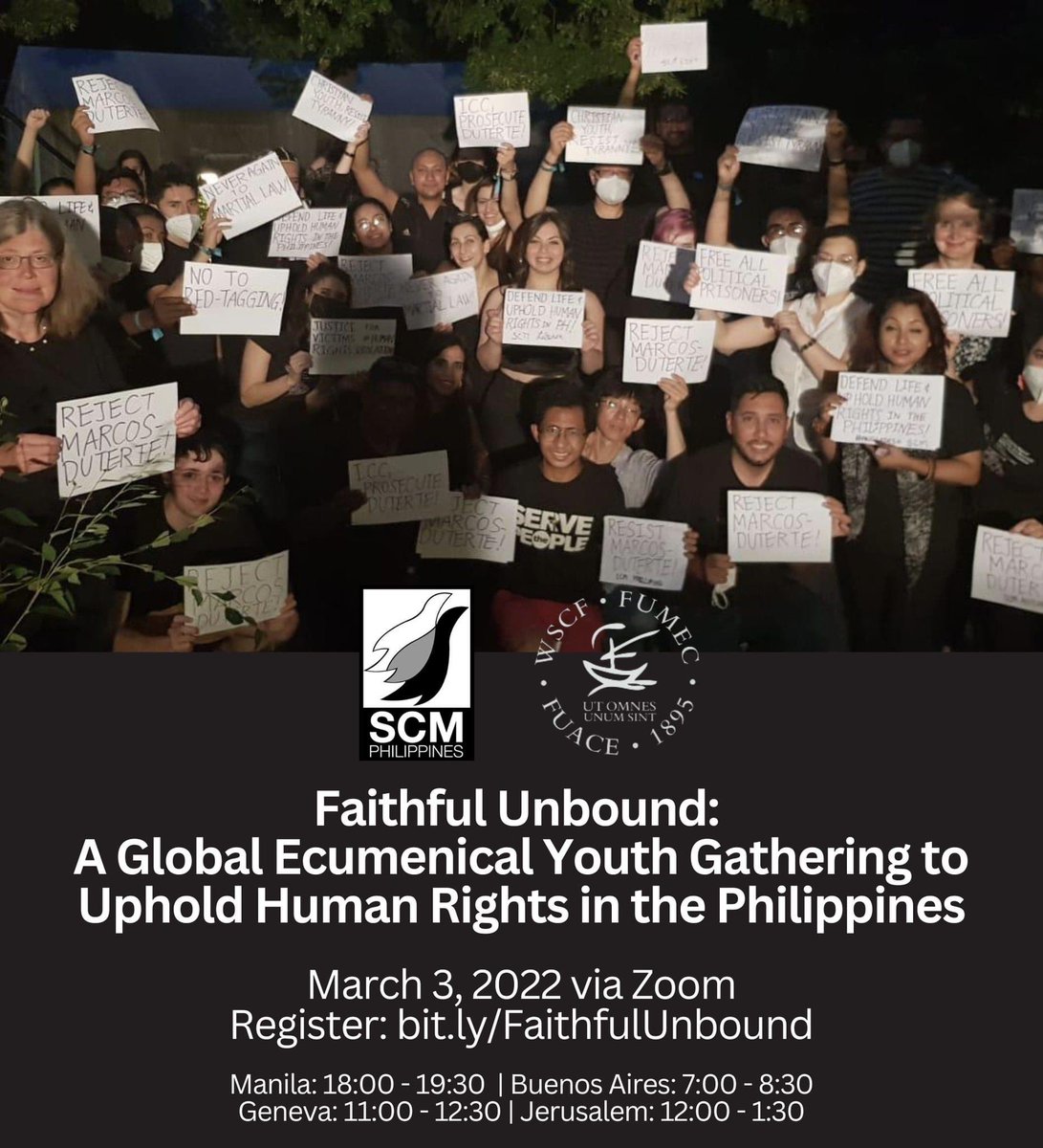 marcellitu's tweet photo. Just ended the global youth gathering webinar with @Wscf1895 and Scm Philippines to uphold #HumanRights in the Philippines: a follow up of the  #WSCFGA resolution on the Human right situation in that country! We started to create the road map for advocacy and solidarity! https://t.co/hAHvQ3LNg9
