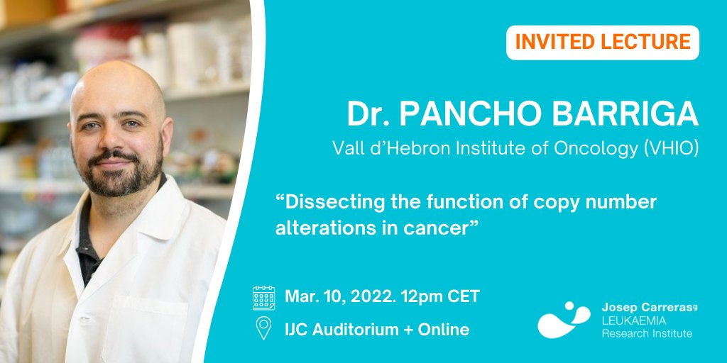 CarrerasIJC's tweet image. Next week, we are happy to receive Dr. @barrigafm (@VHIO) in our Institute and hear his #InvitedLecture on:

“Dissecting the function of copy number alterations in cancer”

🗓️ Friday, March 10
🕛 12pm CET
📍 IJC Auditorium + Online

Follow it online via ⬇️
us06web.zoom.us/webinar/regist…