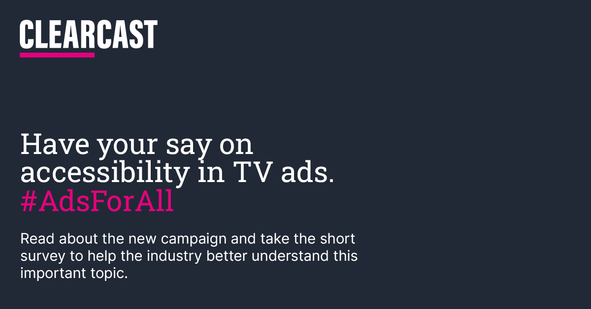 Clearcast's tweet image. 7.5m people use #subtitles for programming but where does the #tvadvertising industry stand on accessibility? Today is #worldhearingday2023 and with help from @ad_association, @ISBAsays, @The_IPA, @Thinkboxtv we've got a 5 min #survey for you. #adsforall. bit.ly/3KOMgpW