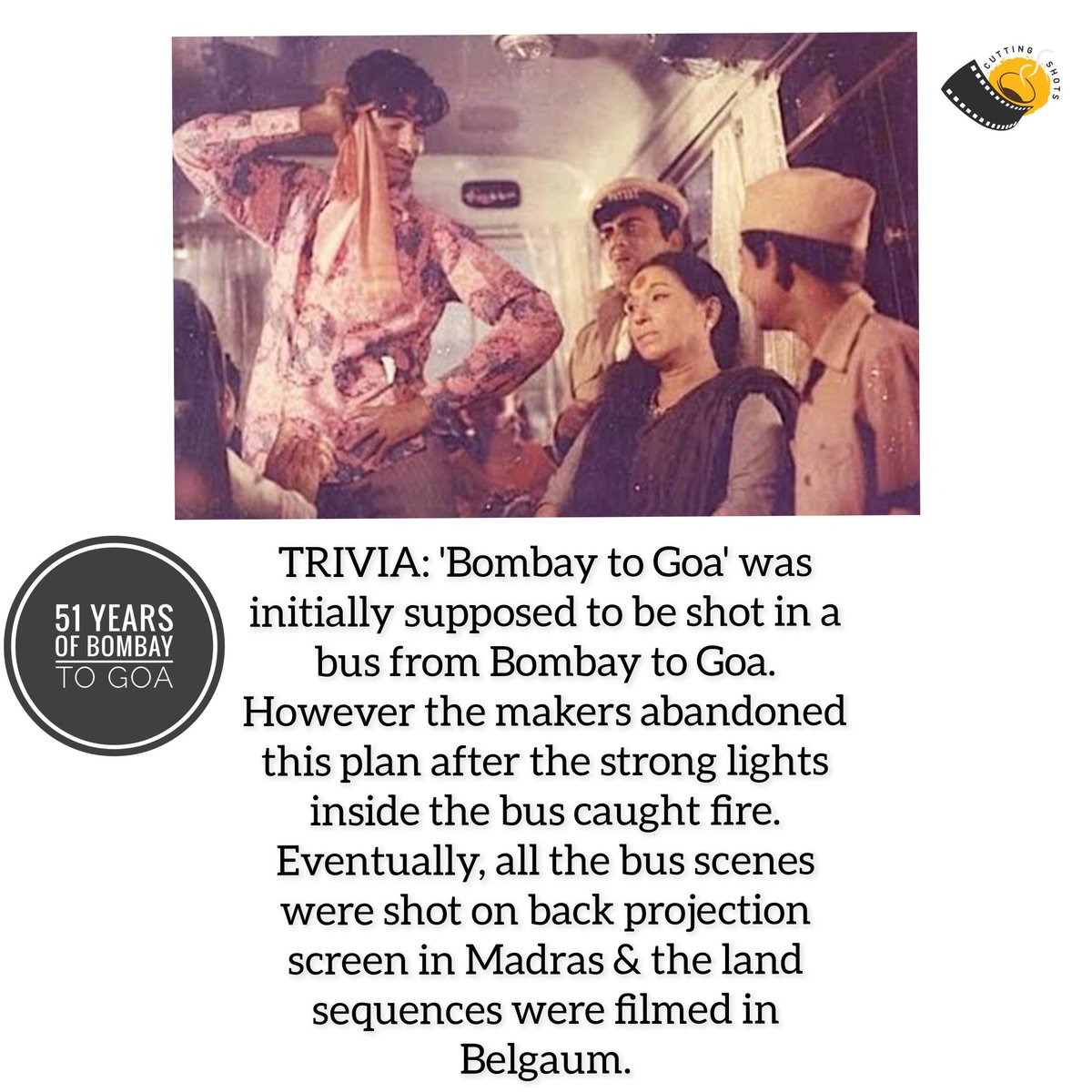 To celebrate 51 years of @amitabhbachchan-Mehmood starrer 'Bombay To Goa' today, we bring you an intriguing trivia about this comic caper.

#bombaytogoa #51yearsofbombaytogoa #amitabhbachchan #mehmood #arunairani #shatrughansinha #lalitapawar #bollywood #cuttingshots