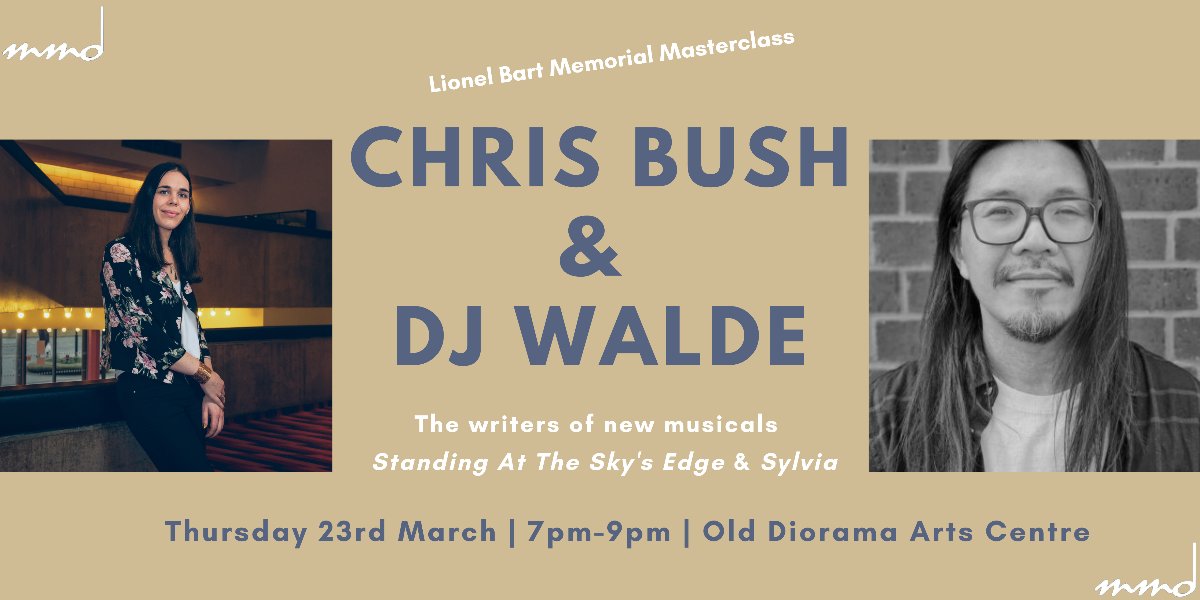 Mercury Musical Developments (@mercurymusicals) on Twitter photo 🚨 MASTERCLASS WITH CHRIS BUSH & DJ WALDE🚨
🗓 Thurday 23rd March
📍 @olddiorama
🎟 eventbrite.co.uk/e/chris-bush-d…
💵 FREE for MMD & BML members, £5 for general admission
<a href="/SkysEdgeMusical/">Standing At The Sky's Edge</a> writer <a href="/ChrisBushWrites/">Chris Bush</a> and #Sylvia composer <a href="/deejwalde/">D.J. Walde</a> 🚨 MASTERCLASS WITH CHRIS BUSH & DJ WALDE🚨
🗓 Thurday 23rd March
📍 @olddiorama
🎟 eventbrite.co.uk/e/chris-bush-d…
💵 FREE for MMD & BML members, £5 for general admission
<a href="/SkysEdgeMusical/">Standing At The Sky's Edge</a> writer <a href="/ChrisBushWrites/">Chris Bush</a> and #Sylvia composer <a href="/deejwalde/">D.J. Walde</a>