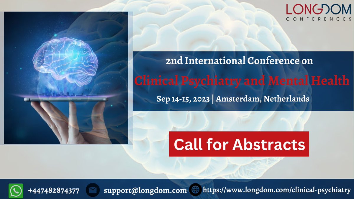 Longdom_Meet's tweet photo. 2nd International Conference on Clinical Psychiatry and Mental Health, Which is going to be held on Sep 14-15, 2023 in Amsterdam, Netherlands
https://t.co/NpOwQn8Hjp
#medicalconference #medicalconferences #longdom_meet #Europeconference #Europeconferences #Psychiatryconferences https://t.co/1zwVGDD17Y