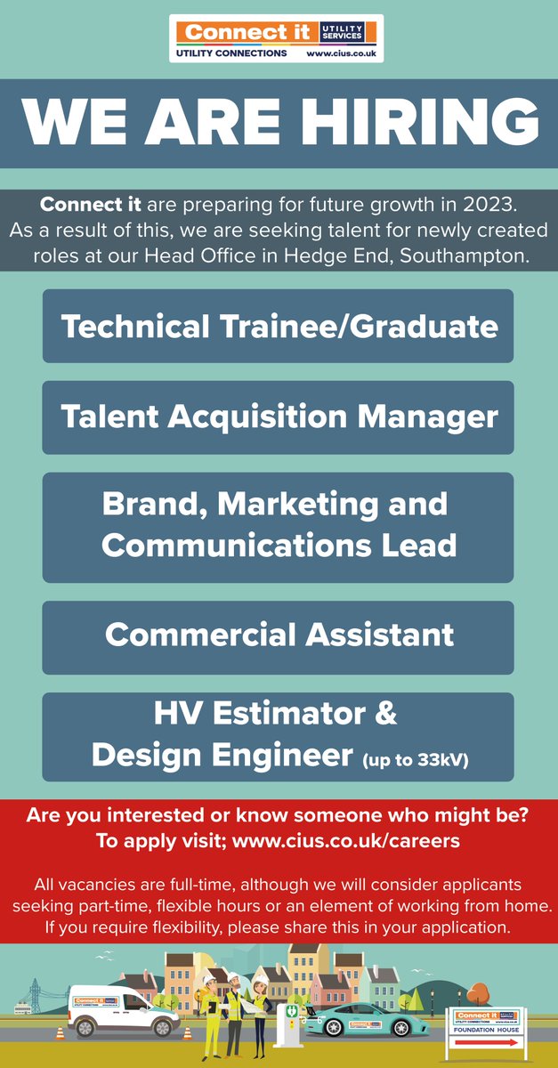We are hiring! New roles available, please visit cius.co.uk/careers to apply. #hiring #proudtobeconnectit