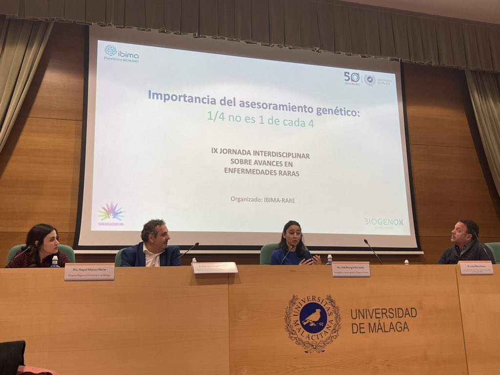 Aida Berenguer (<a href="/AidaBerenguel/">Aida M. Berenguel</a>) de  <a href="/biogenox/">Biogenox</a> habla de la importancia del asesoramiento genético en la IX Jornadas <a href="/IBIMA_Rare/">IBIMA-Rare</a> en #Malaga.