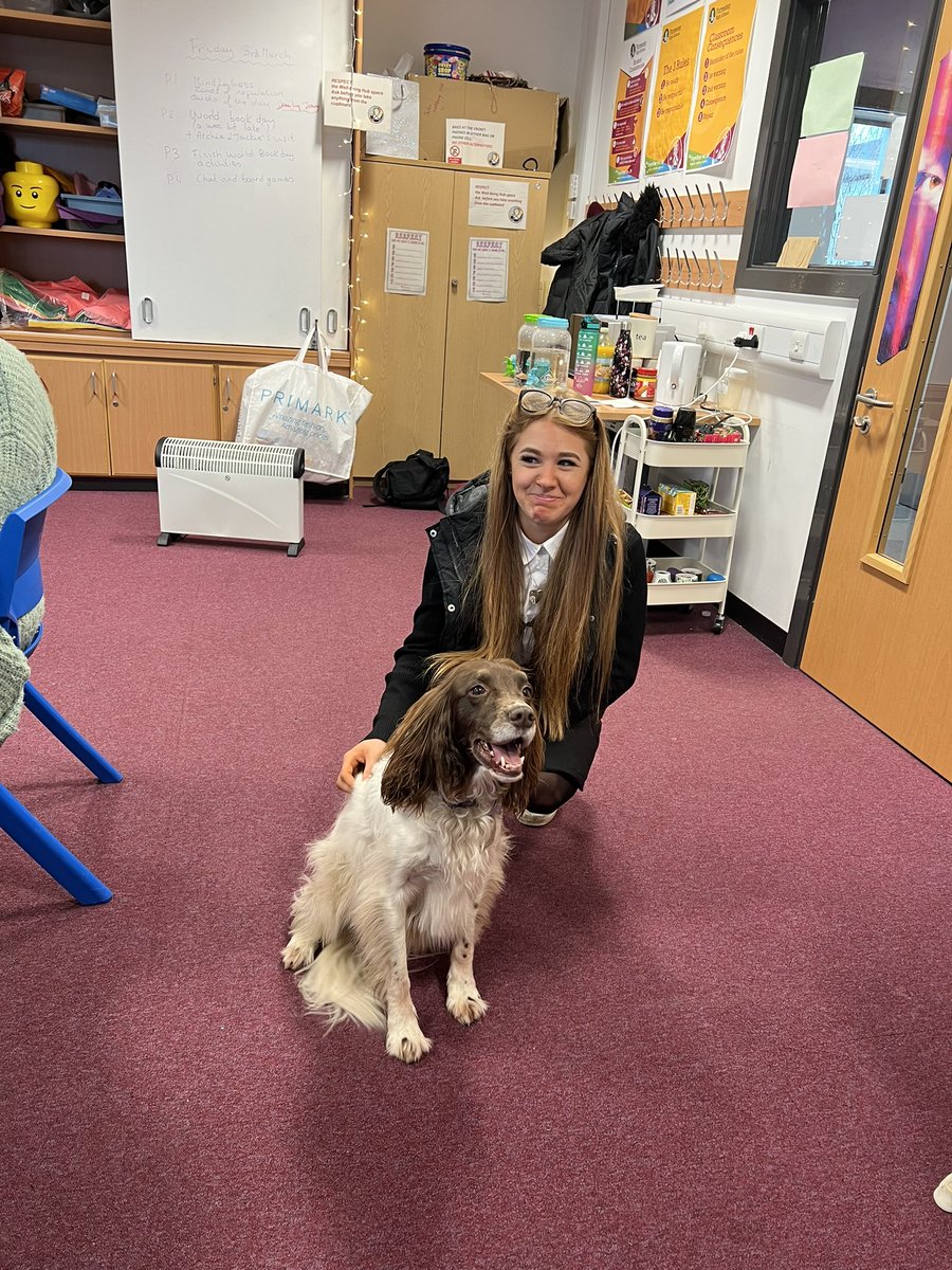 A happy WBH pupil when Archie comes for a visit #petastherapy <a href="/forresterhs/">Forrester High</a>