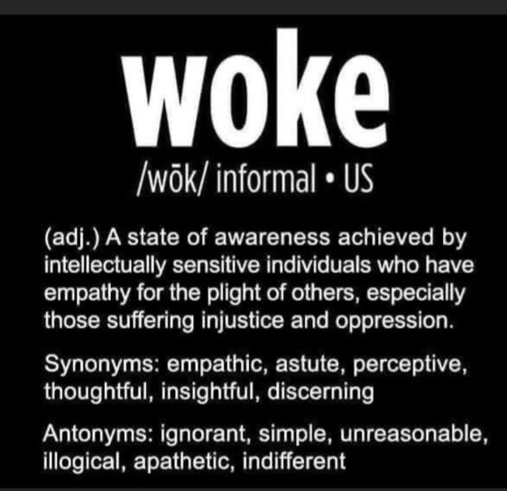Walcandy1's tweet photo. @IboshJean @EdKrassen This is the definition of woke in case you are interested https://t.co/pOJFMG7BRb