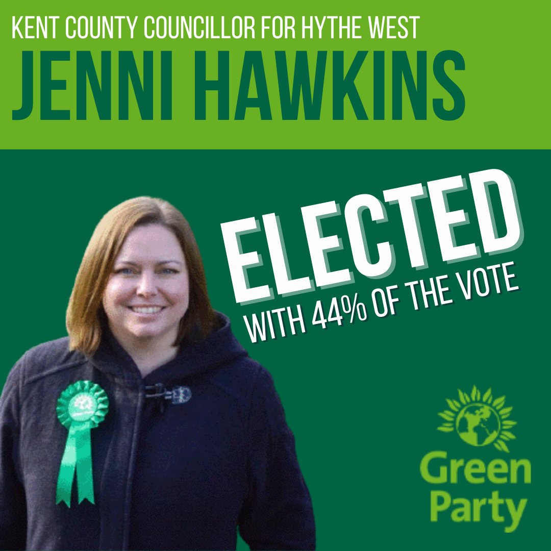 Congratulations to Jenni Hawkins for becoming the fifth Green Councillor on Kent County Council @TheGreenParty #wantgreenvotegreen