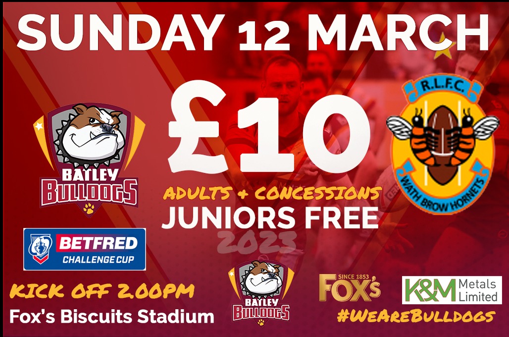 Next weekend's Betfred <a href="/TheChallengeCup/">Betfred Challenge Cup</a> fixture against <a href="/WathBrowHornets/">Wath Brow Hornets</a> will be played on Sunday 12 March woth a 2pm Kick Off 🏉