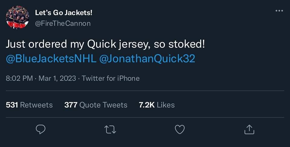 🤣🤣🤣 neither me or @FireTheCannon (also us) tweeted this. But it's nice to become Twitter famous for a fake tweet lol #cbj