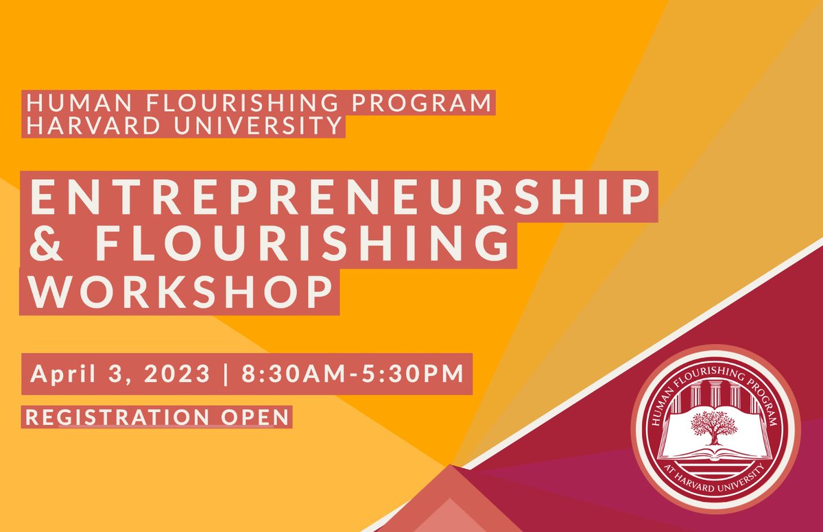 HFHarvard's tweet image. "Are the goals of #entrepreneurship and #flourishing exclusive? How can they complement each other?" Join the conversation between scholars &amp;amp; entrepreneurs @ our workshop with speakers from @HarvardChanSPH @HarvardHBS @FordhamGSB @barrywehmiller 
Details: hfh.fas.harvard.edu/entrepreneursh…