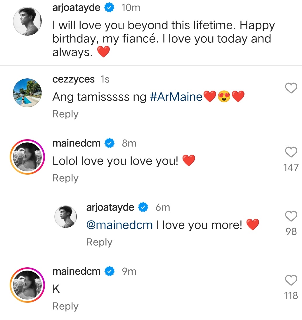 Ayan na ang bubba ni Menggay😍 Ang Tamis nemen ng #ArMaine😍❤️ Salamat Cong. sa pagmamahal mo ng sobra sobra kay Menggay!❤️ HappyBirthdayMaineCute4ever #MaineAt28 #MaineMendoza @mainedcm @AtaydeArjo