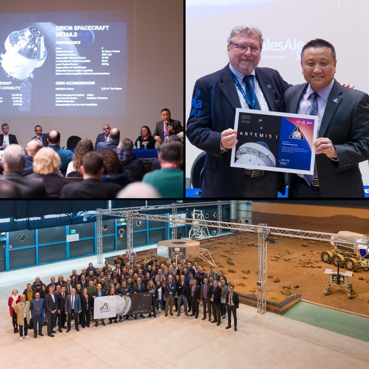 PeridotOrange's tweet photo. @NASA_Orion @Thales_Alenia_S @esa Today in #Turin we celebrate together with ,  &amp;amp; , our people and teams involved in _Orion &amp;amp; the success of Artemis #1, paving the way to the return of humanity on the Moon 🌕 #spaceforlife https://t.co/w5IJskwYB8