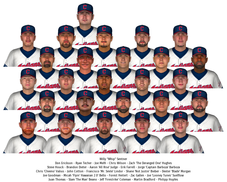CleEmlb's tweet image. Your 2027 #eMLB Cleveland baseball team Opening Day 26 man roster!