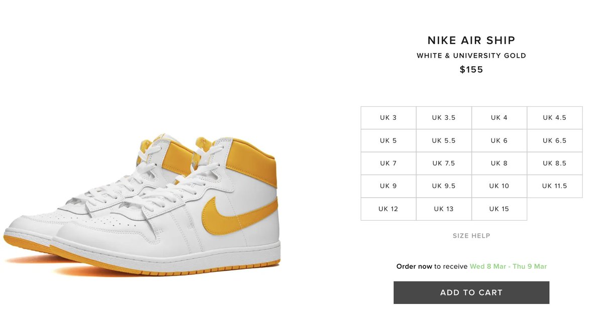 snkr_twitr's tweet photo. AD: Nike Air Ship 'White/University Gold' on END

Shop -> https://t.co/eB18zgmX1G https://t.co/gCJYL5Gp2x