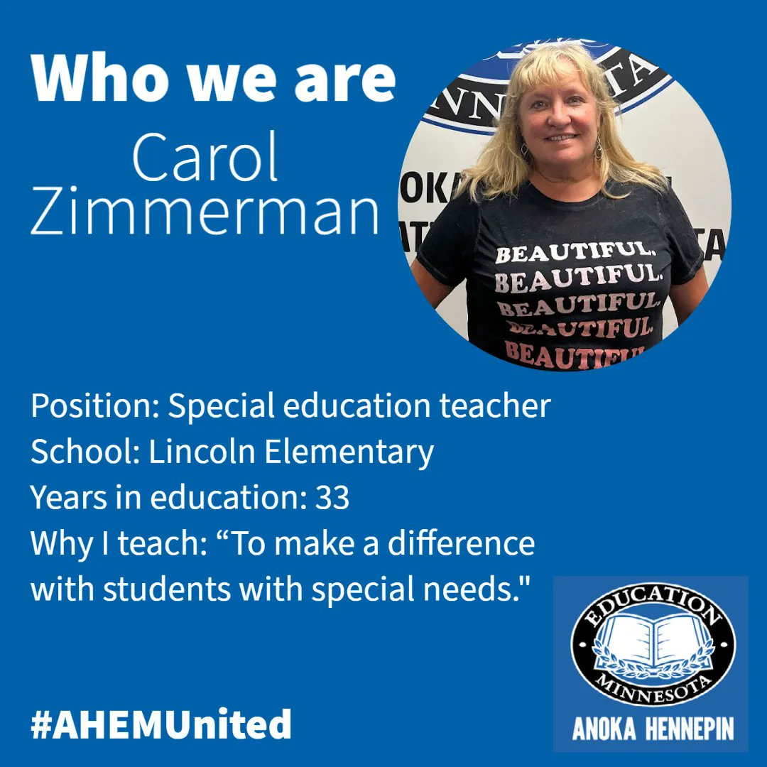 AHEM appreciates all teachers, 33 years what a difference you’ve made Ms. Zimmerman! #AHEMunited #weareAHEM