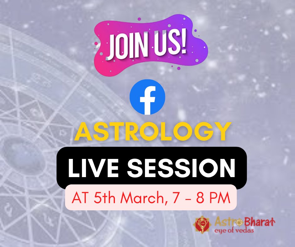 AstroBharatOfcl's tweet image. Be ready with your questions. Our astrologer will be live on Facebook at 7 Pm, 5th March. 
#FacebookLiveSession #AstrologyLiveSession #FacebookLive #Astrologer #astrobharat