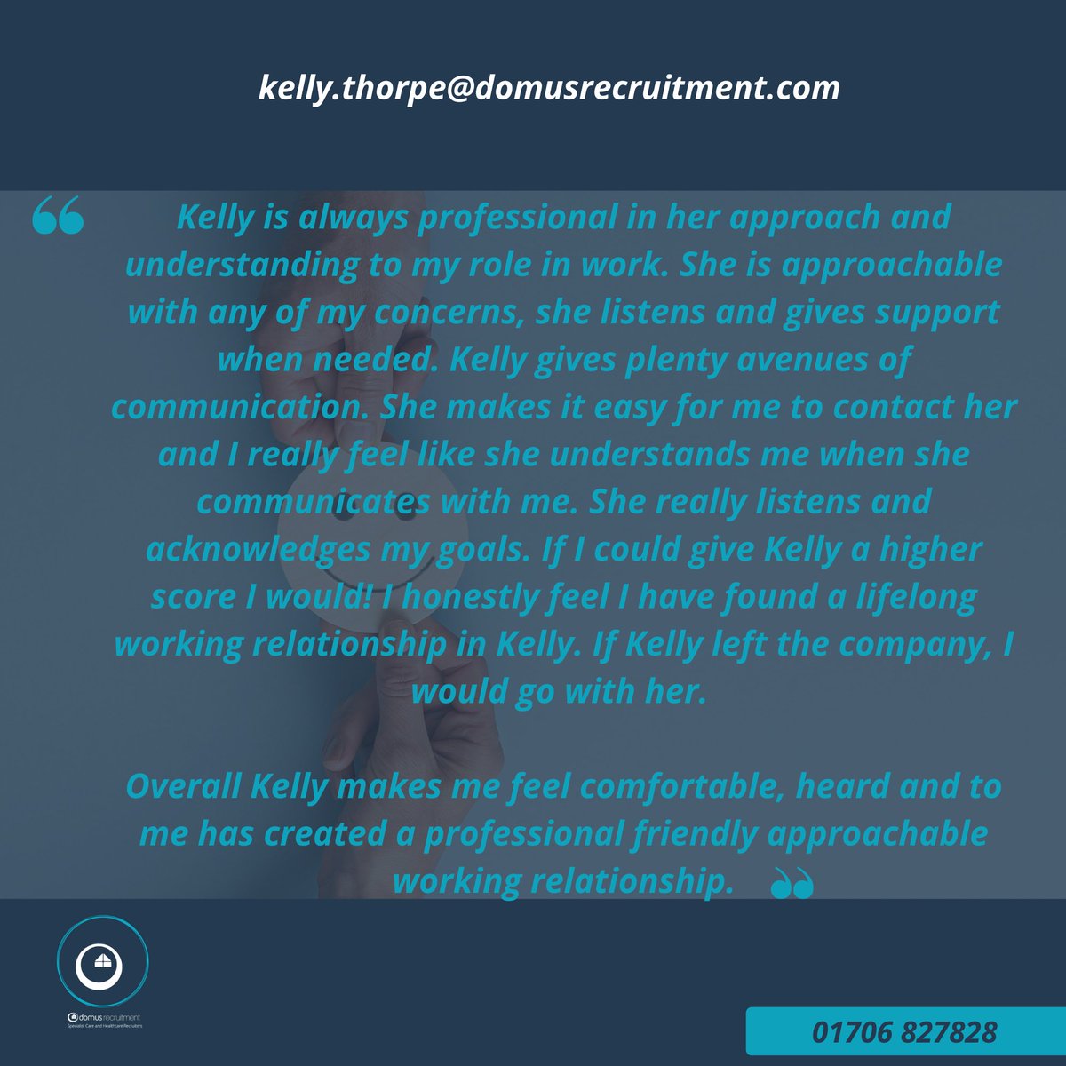 Domusrec's tweet photo. This week's #FeedbackFriday goes to Kelly on our NHS team! 

Kelly joined us last year and she has been an amazing addition to Domus &amp; this feedback reflects that 👏

If you're a nurse looking for work - get in touch with Kelly:
01706 827828
kelly.thorpe@domusrecruitment. com https://t.co/0rzi0rkL0a