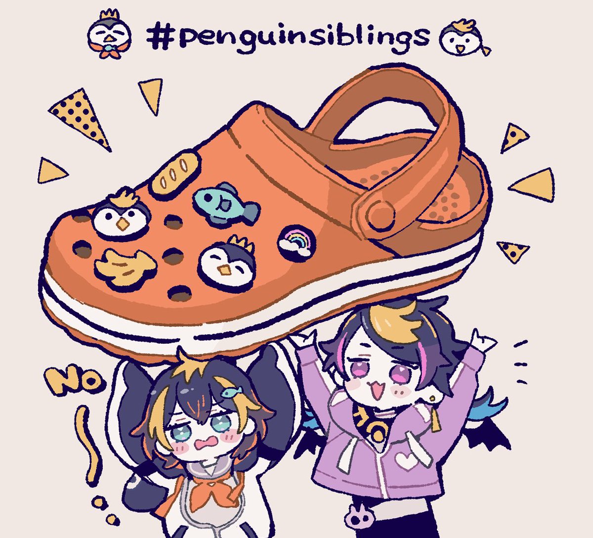 🐧🐟🐧🍌
#penguinsiblings 