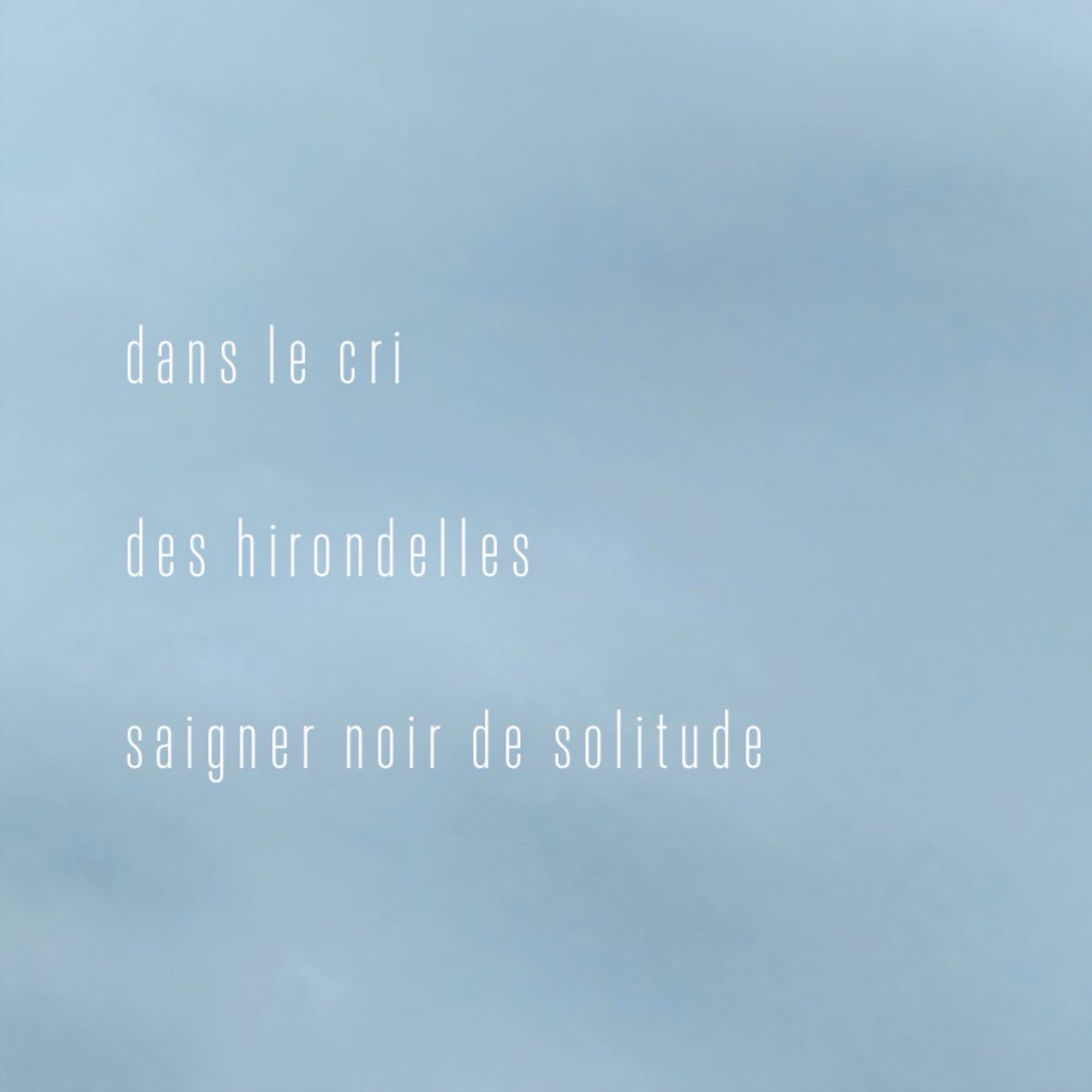 …

 dans le cri

 des hirondelles

 saigner noir de solitude
…

FC