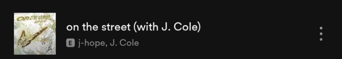 || Hobi 🐿

•‘On the Street’ (mit <a href="/JColeNC/">J. Cole</a>) ist #7 auf Spotify's "New Music Friday" playlist!

Nicht vergessen auch dort zu streamen 🥰☀️

🔗: open.spotify.com/playlist/37i9d…

#jhope #hobi #hoseok #제이홉 #호비 #호석