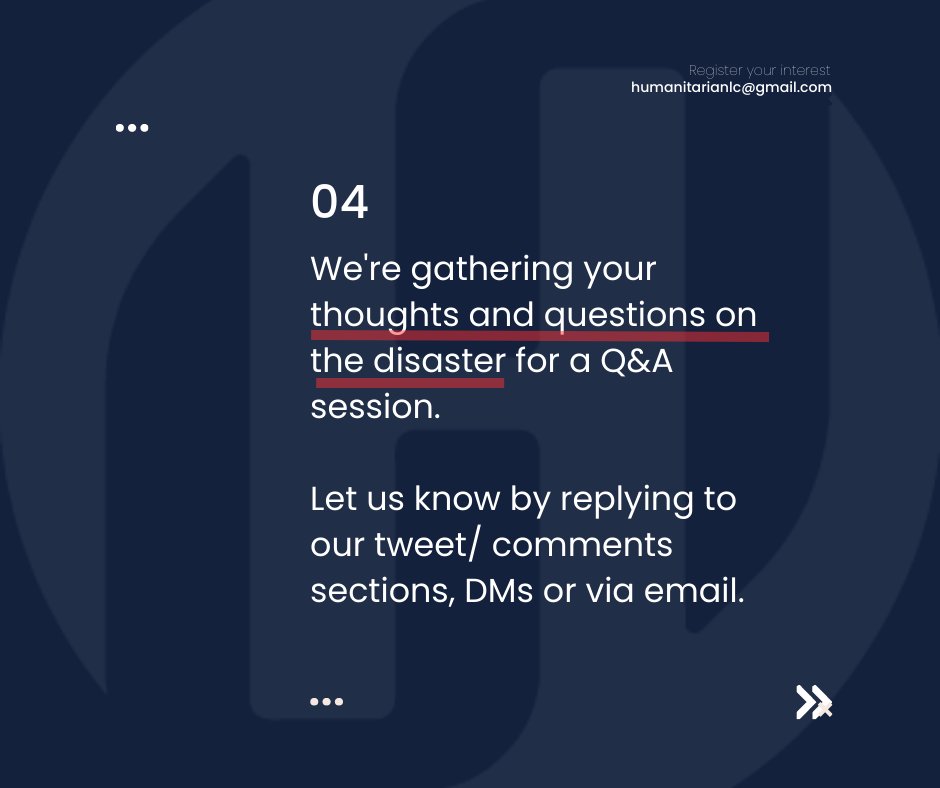 Our deepest thoughts &amp; condolences go out to all those impacted by the Turkey-Syria earthquakes.

We're starting a response through a Q&amp;A session (see below) and you can reply &amp; register your interest at humanitarianlc@gmail.com.