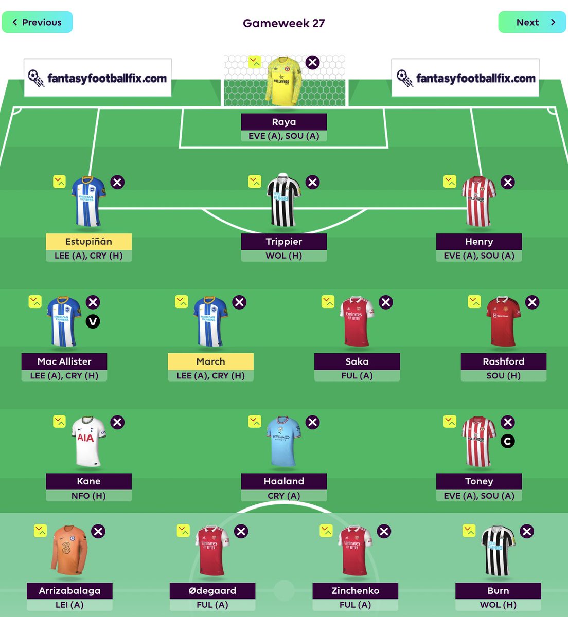 FantasyFootyFix's tweet image. 🗓️| Future Gameweek Planner

GW26: Wildcard
GW27: Roll Transfer
GW28: Haaland ➡️ Watkins
GW29: Ødegaard ➡️ Fernandes
GW29: Zinchenko➡️ Shaw
GW29: Bench Boost

Plan your future moves on the FPL website with FPL Plus.

Check it out now➡️| bit.ly/3vWwroM