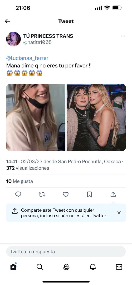 LuisPass3's tweet photo. @natita1005 @elvirarelv @lucianaa_ferrer Solo sale bonita con su cel y su belleza facial en persona es un vato flaco maquillado cualquiera https://t.co/f9fLV3W57m