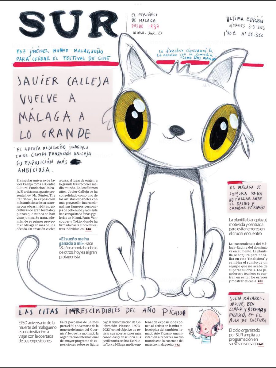 En nuestra historia hemos tenido algunas portadas que han sido obras de arte. Pero nunca como la de hoy. ⁦<a href="/DiarioSUR/">SUR. El periódico de Málaga</a>⁩