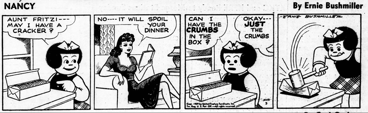 JohnnyCallicutt's tweet photo. The 40’s, Nancy By Ernie Bushmiller 3-3-49 https://t.co/7fxGBYtsrc