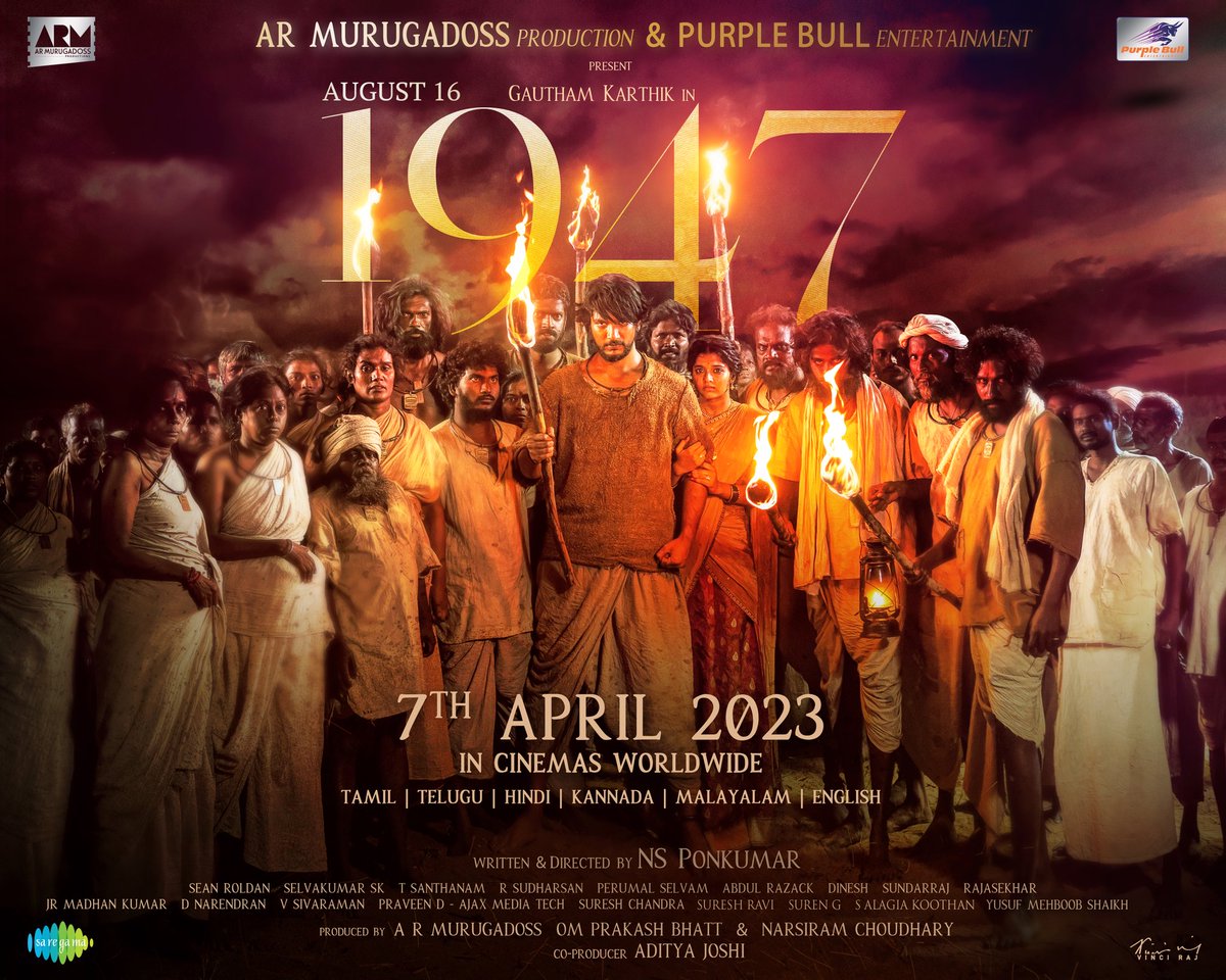 On 16th August 1947, There were Two Indias. One was celebrating Independence &amp; One was still fighting for it.
Presenting the Shocking Untold Story that No One Dared To Tell Before!
#1947AUGUST16, IN CINEMAS Worldwide on 7th APRIL 2023 in Tamil, Telugu, Hindi, Kannada,