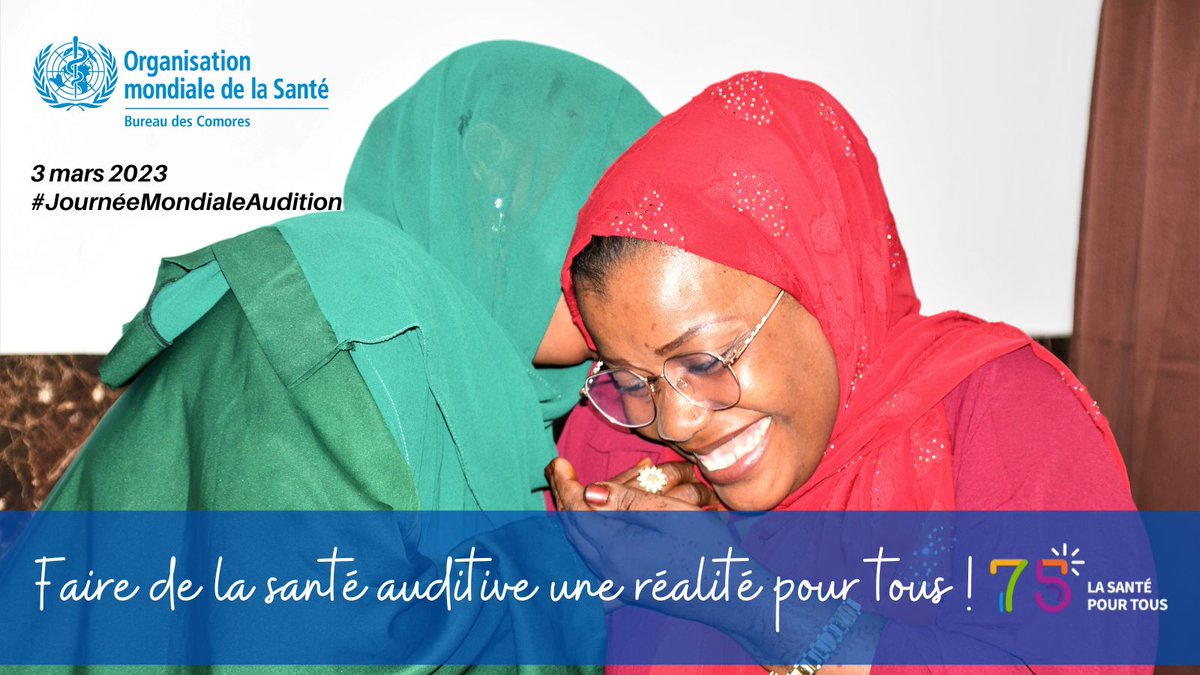 OMSComores's tweet photo. C'est la journée mondiale de l’audition ! 👂🏿
📈La #PerteAuditive est en augmentation en #Afrique.80 % des personnes ayant besoin de soins auditifs vivent dans des pays à revenu faible ou moyen. Les gouvernements #africains doivent rendre les soins auditifs accessibles pour tous! https://t.co/0qEEi3Visb