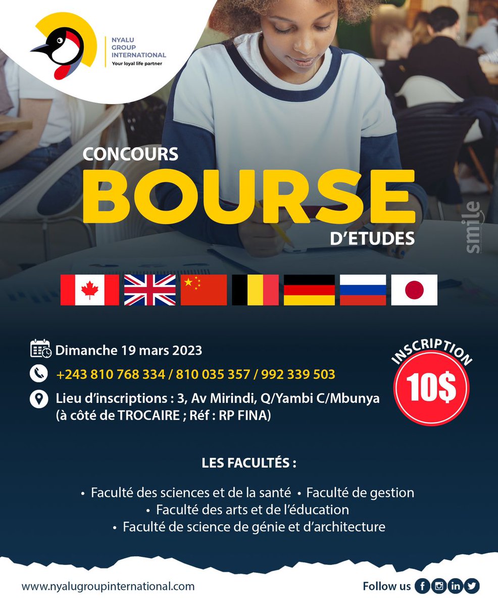 nyalugroupinter's tweet photo. Saisissez cette opportunité de bourse d'études. 
0810035357 https://t.co/EuTM1Id5s1