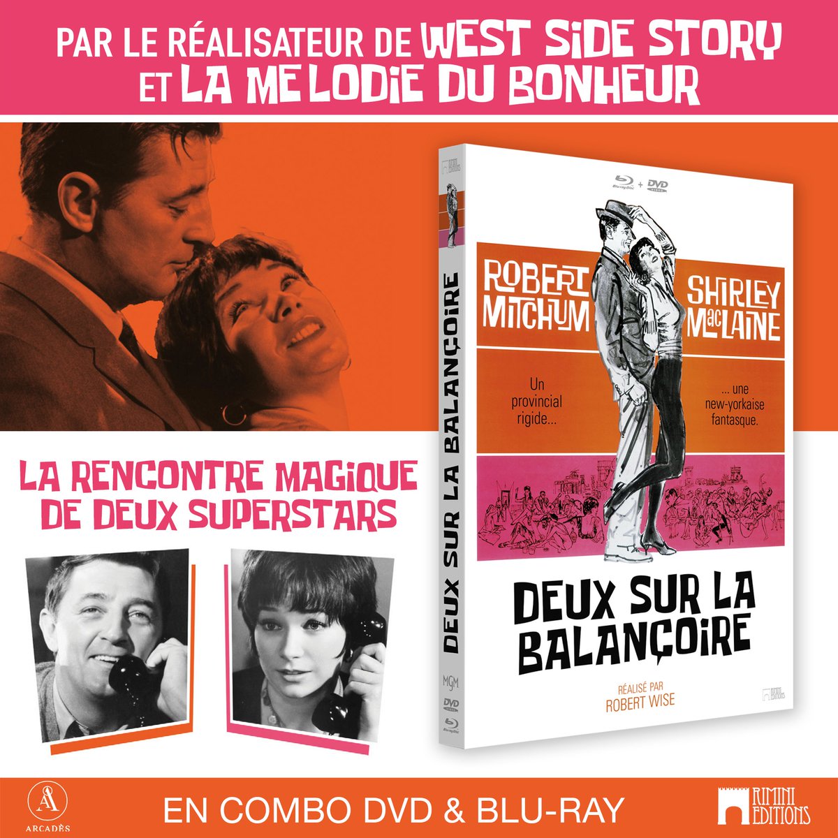 RiminiEditions's tweet photo. Retrouvez Robert MITCHUM et Shirley MacLAINE dans DEUX SUR LA BALANÇOIRE de Robert WISE, disponible en combo BLU-RAY + DVD
👉 https://t.co/kujFQr1hfD
#deuxsurlabalancoire #twofortheseesaw #robertwise #robertmitchum #ShirleyMacLaine #DVD #bluray https://t.co/P9YmAspbt5