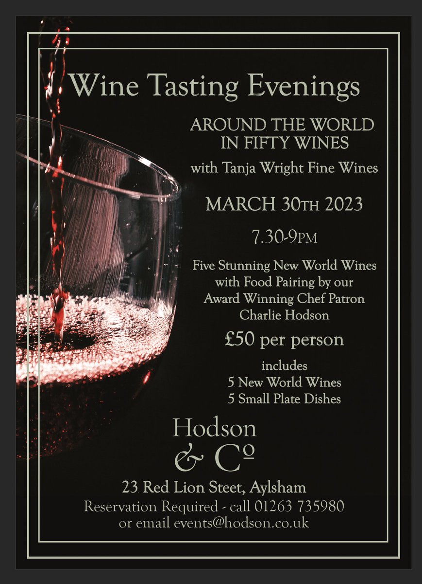 Around the world in fifty wines &amp; not on the same night 
<a href="/HodsonAndCoDeli/">Charlie Hodson</a> with the fabulous <a href="/TFWFineWines/">Tanja</a> &amp; beautiful food, limited numbers see the poster on how to book..